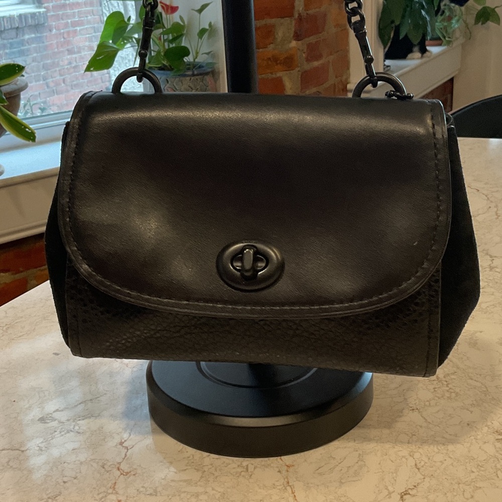 Coach Black Faye Leather Crossbody with Turn-Lock Closure